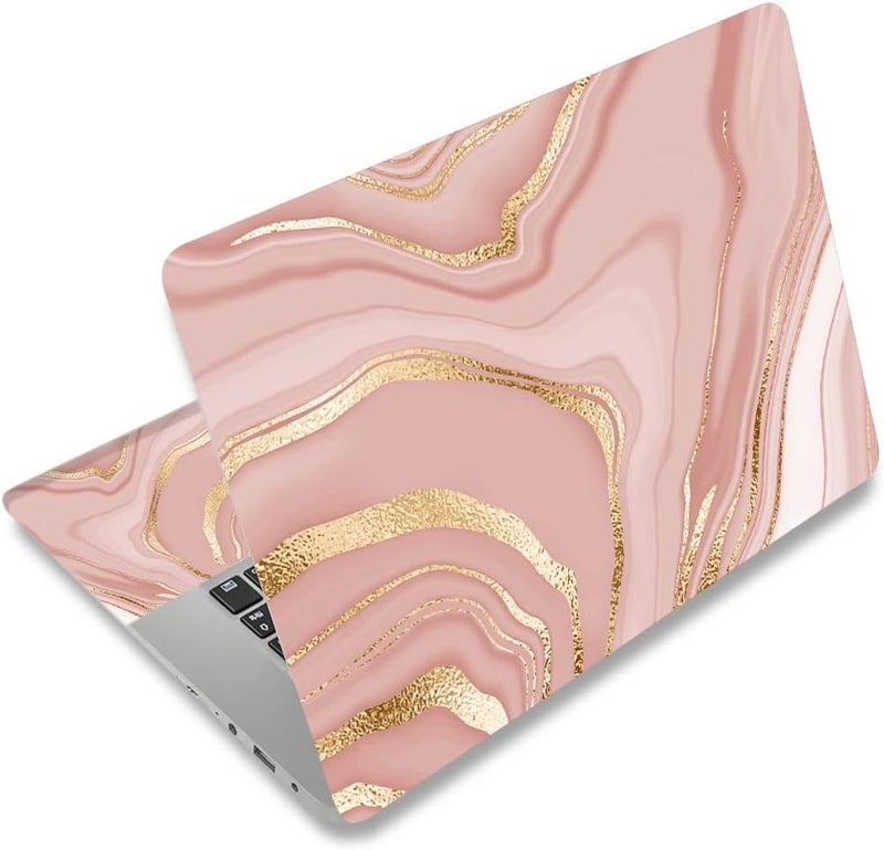 DINKY Laptop Skin Sticker Decal, 12" 13" 13.3" 14" 15" 15.4" 15.7 inch Laptop Universal Reusable Vinyl Skin Stickers Cover Art Decal Notebook PC Personalized Protector-Rose Gold Fluid - Image 1